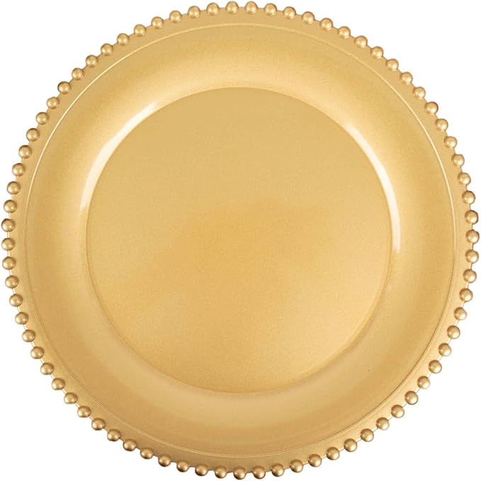 Efavormart 6 Pack 12" Gold Acrylic Round Charger Plates With Beaded Rim Dinner Charger Plates