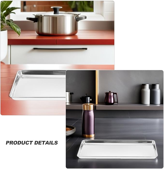 Stainless Steel Steam Pan 10.43X6.10X0.47In Multipurpose Oven Tray for Baking Barbecue Serving and Food Storage Durable Kitchen Catering Plate