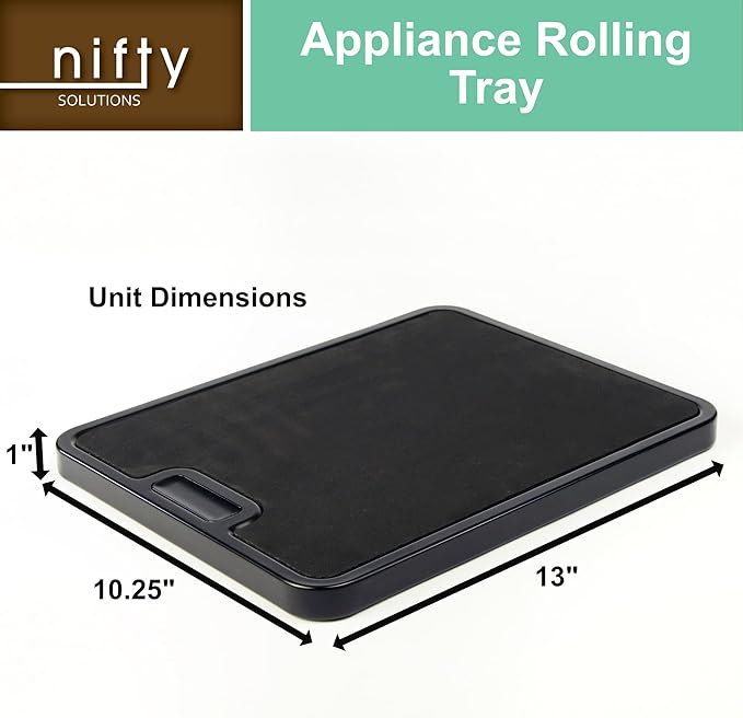 Nifty Solutions Small Appliance Rolling Tray - Red, Home Kitchen Counter Organizer, Integrated Rolling System, Non-Slip Pad Top for Coffee Maker, Stand Mixer, Blender, Toaster