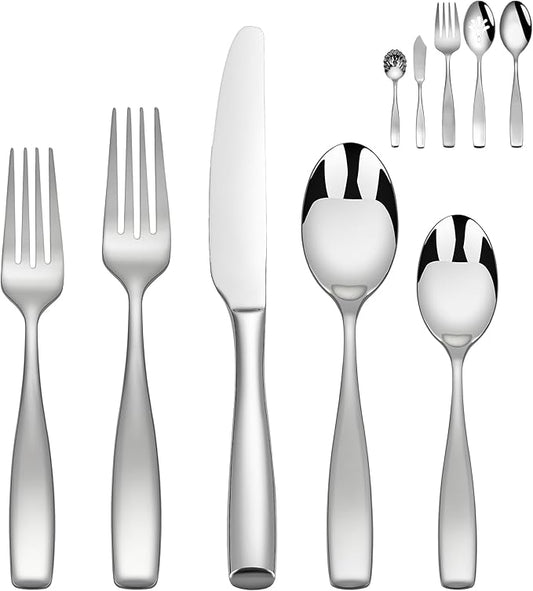 65 Piece Flatware Set 18/10 for 12, Heavy Duty Silverware Set, Mirror Polish Flatware Set With Serving Utensil, High End Flatware, Dishwasher Safe, Ideal for Gift