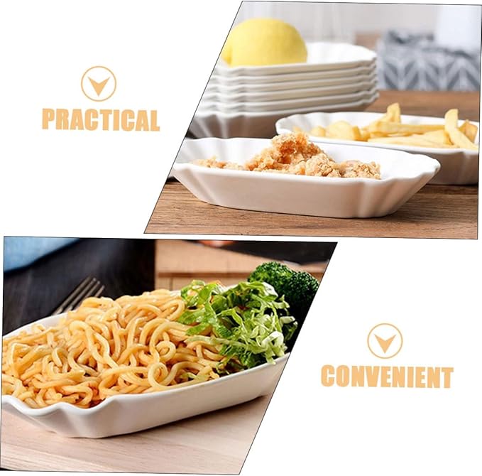 Unomor 2pcs Creative Ceramic Snack Plates for Appetizers French Fries and Dips Elegant Serving Dishes for Parties Family Gatherings and Casual Dining