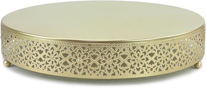 Cake Stand, Metal Round Cupcake Dessert Stand Cake Display Holder Cookies Fruit Serving Tray Decor for Wedding Party Birthday Baby Showers Anniversary (14in, Gold)