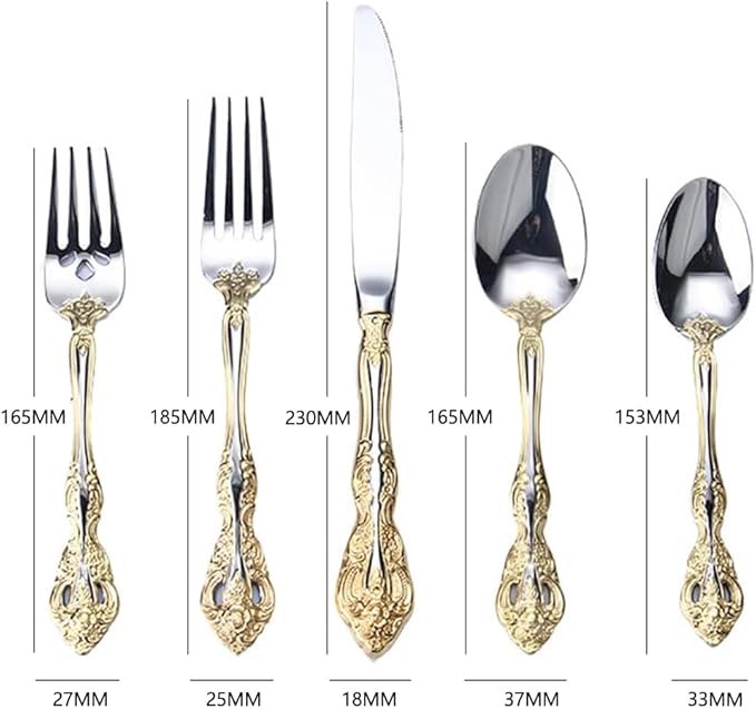 20 Piece Golden Flatware Set for 4, Luxury Silverware Set, 18/10 Stainless Steel Flatware Cutlery Utensil Set, Mirror Polished, Dishwasher Safe (20-Piece for 4)