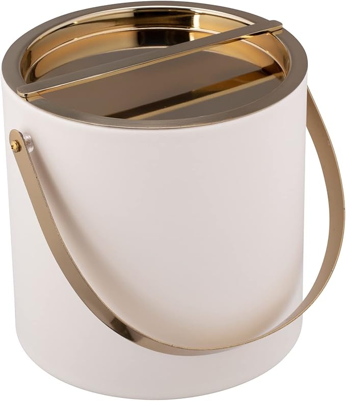 Kraftware Polished Gold Arch Handle & Bridge Cover: White Milan 3qt Ice Bucket