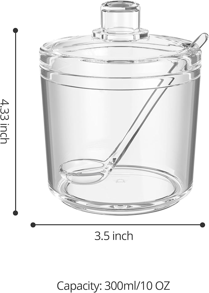 Sugar Container with Lid and Spoon,Sugar Bowl Acrylic Jar for Coffee Bar Accessories Coffee Canister Kitchen Decor (Small)