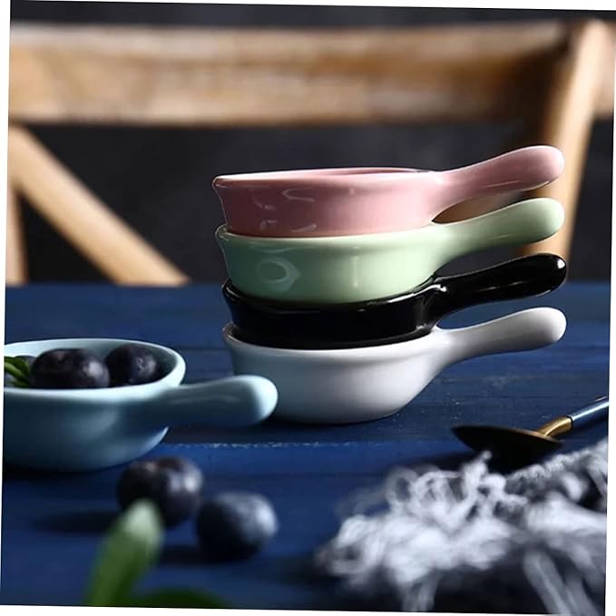 4Pcs Japanese Style Ceramic Dipping Sauce Plates with Ergonomic Handle for Appetizers Desserts and Seasoning Sauces Color for Home Restaurant Use