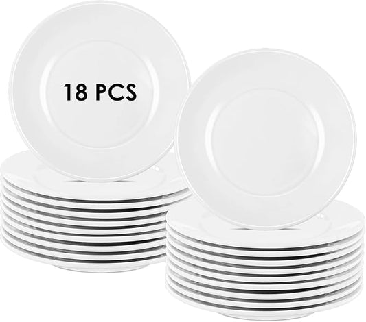 18 Pcs Porcelain Dessert Plates,7 Inch White Dinner Plates,White Salad Plate,Ceramic Appetizer Plate,Porcelain Serving Dishes for Snack, Bread, Fruit, Microwave & Dishwasher Safe