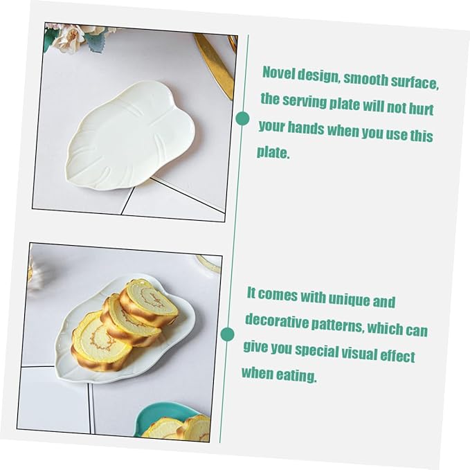 Ciieeo Leaf Shaped Ceramic Serving Dish Multi Function Appetizer Plate for Fruits Desserts and Snacks Food Plate for Parties Gatherings and Family Reunions