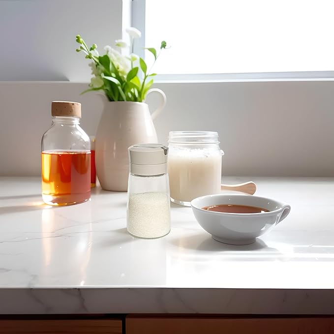 Sugar Dispenser and Container with Pour Spout - Leak-Proof & Clump-Free Sugar Jar for Coffee Bar, Kitchen, Restaurant - 9oz Countertop Organizer