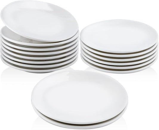 16 Pcs Ceramic Appetizer Plates, 6 Inch White Dessert Plates, Porcelain Salad Plate Set, Round Small White Plate for Appetizers Snack Cake Bread, Microwave Oven and Dishwasher Safe