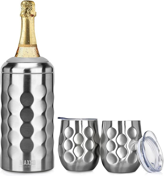 Wine Chiller Single Bottle With 2 Stainless Steel Wine Cup Iceless Cooler insulated Keep Wine Cold up to 6 Hours Fits Most Wine Bottles Gift for Wine Lovers Rapid and Portable(1bottle+2cup)