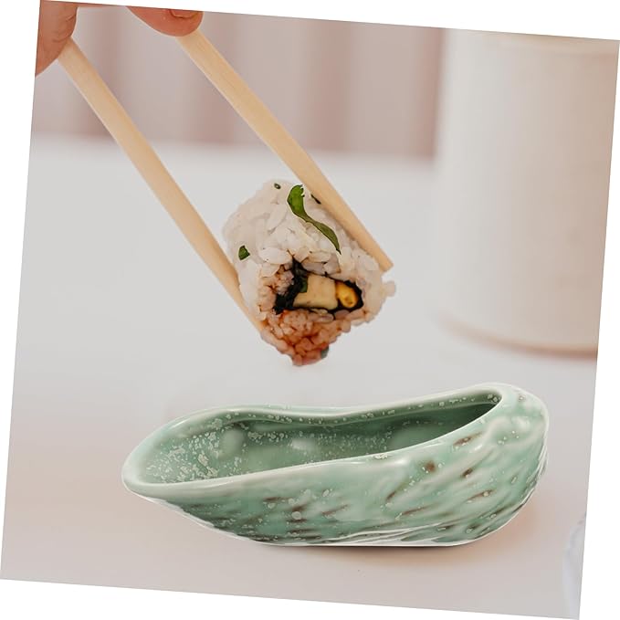PRETYZOOM Oyster Shell Sushi Trays Ceramic Food Serving Plate Decorative Dinner Plates