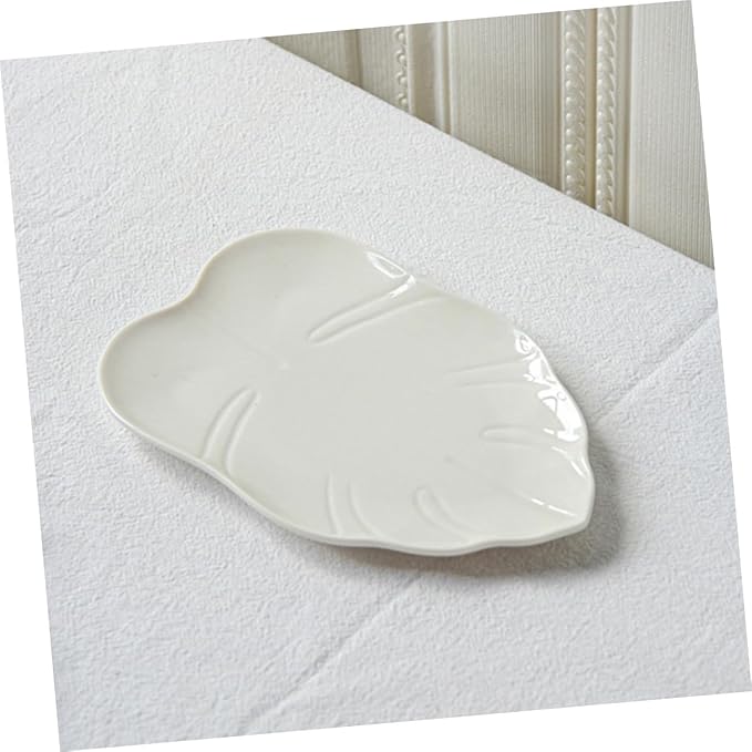 Ciieeo Leaf Shaped Ceramic Serving Dish Multi Function Appetizer Plate for Fruits Desserts and Snacks Food Plate for Parties Gatherings and Family Reunions