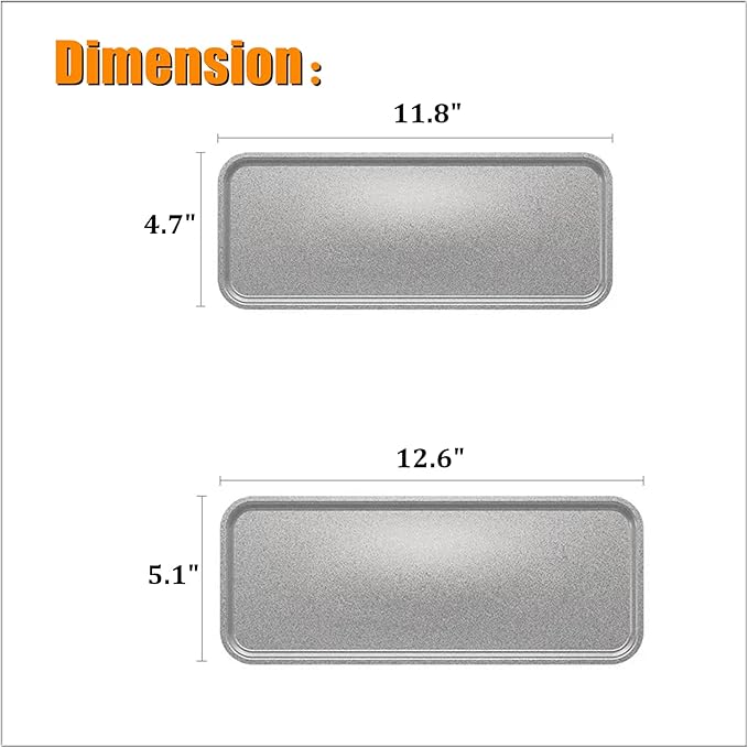Vintage Decorative Trays, Rectangle Bathroom Tray, Vanity Tray, Farmhouse Stainless Steel Platter, Set of 2, Silver Gray