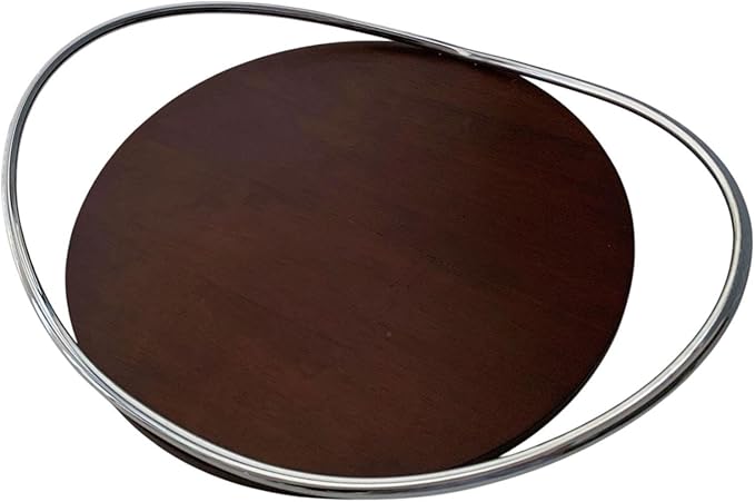 Serving Tray Organizer Tray Oval Ottoman Tray Luxurious Dinner Plate Fruit Plate Coffee Table Tray for Dining Room Countertop, Silver and Wood