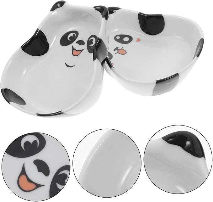 2pcs Ceramic Panda Plates Dipping Sauce Dishes for Sushi Soy Sauce Appetizers Bowl Plates for Kitchen