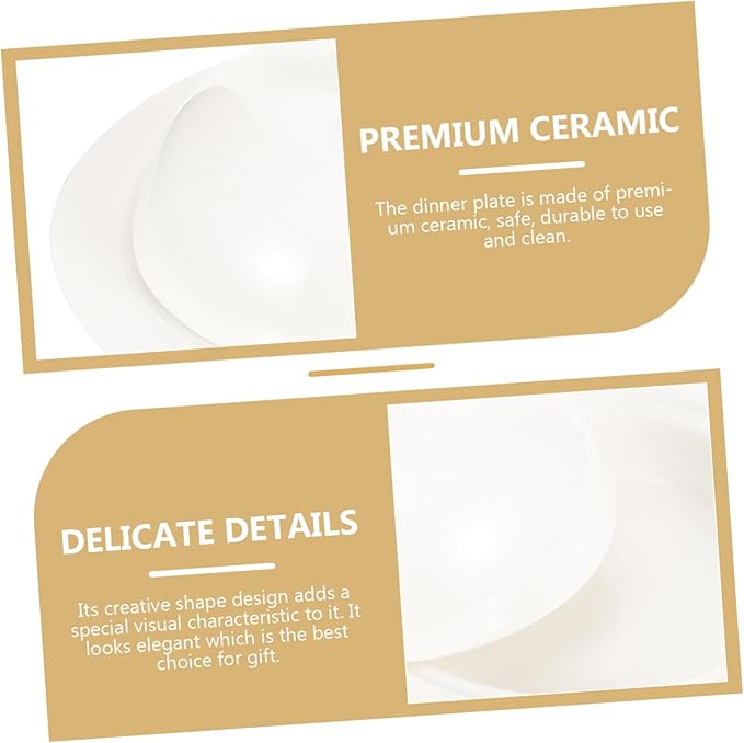 Healifty Elegant Ceramic Serving Platter Lid Modern Steak Plate Decorative Dinner Plate for Appetizers and Salads Microwave and Oven Safe for Dining and Entertaining