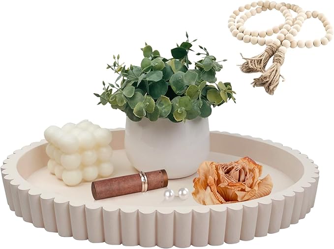 Oval Tray for Coffee Table Décor 13" Concrete Modern Decorative Trays Home Décor Accents -Coffee Table Centerpieces -Island Decor Contemporary Tray