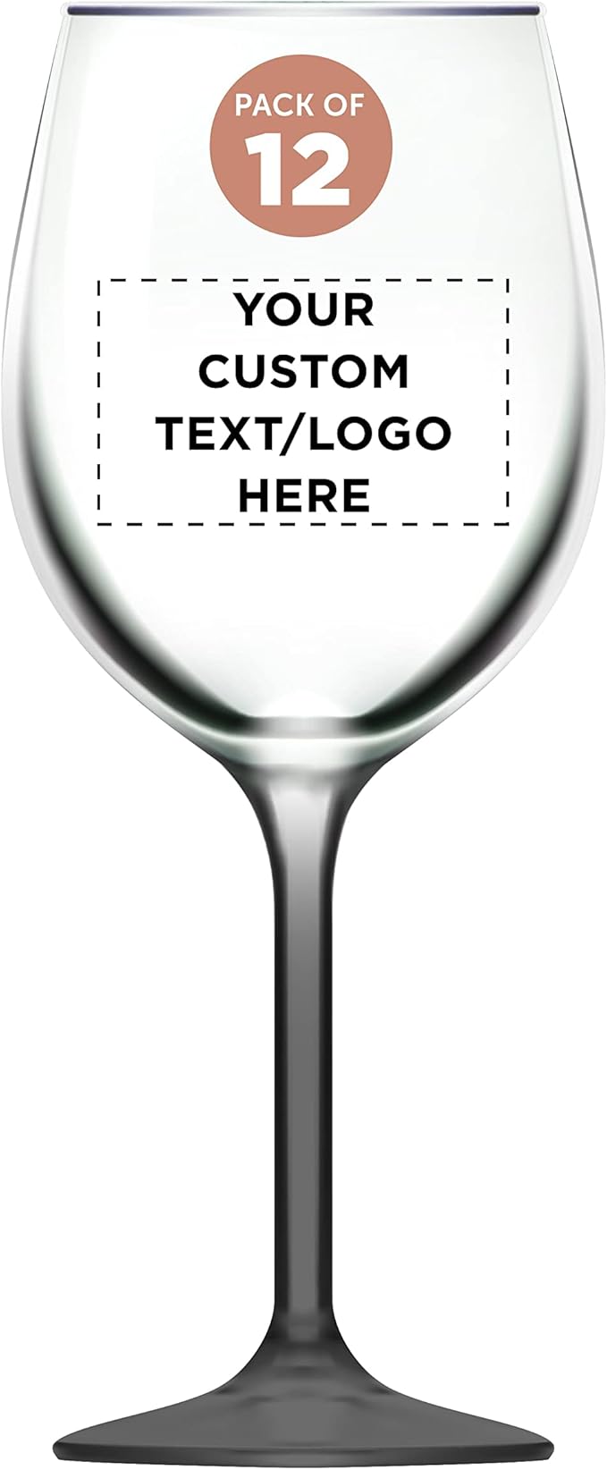 Custom Wine Glasses 14 oz. Set of 12, Personalized Bulk Pack - Restaurant Glassware, Perfect for Red Wine, White Wine, Cocktails and More - Black