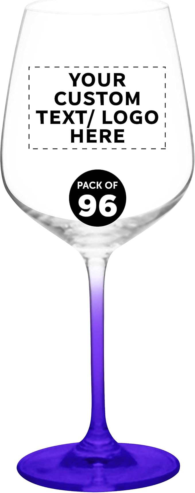 Custom Crystal Wine Glasses 17.5 oz Set of 96, Personalized Bulk Pack - Restaurant Glassware, Perfect for Red Wine or White Wine - Purple