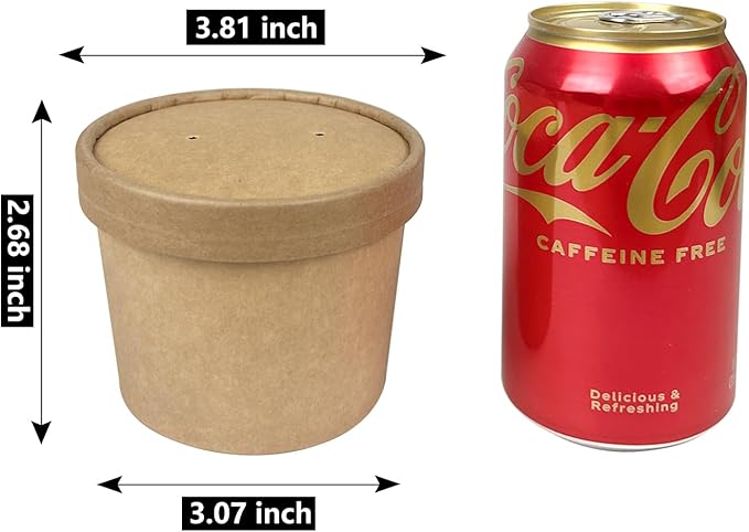 Wei Long 50-Pack 12 oz To Go Soup Containers with Lids,Paper Soup Containers Disposable Paper Bowls with Vented Lids,Cups for Ice Cream,Dessert,Frozen Yogurt,Oatmeal(Brown)