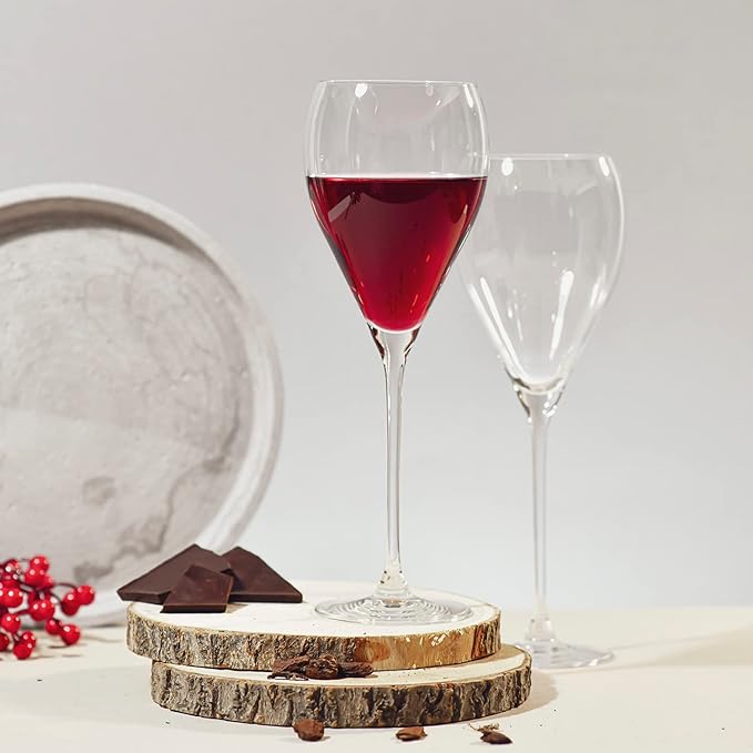 Krosno Red Wine Glasses, Set of 4, 16.2 oz, Perla Collection, Elegant Rounded Shape, Durable Crystalline Glass, Unique Design, Dishwasher Safe, Made in Europe
