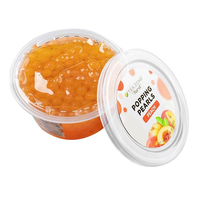 Tea Zone [1 Pound] Peach Popping Pearls, Bursting Pearls for Teas, Shakes, Smoothies, Dessert Toppings