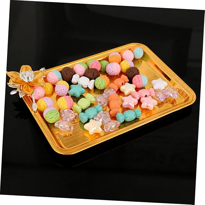 PRETYZOOM Metal Square Tray for Dinner Party Platter Decoration Serving Snack Storage Bread Fruit Tea Serving Tray