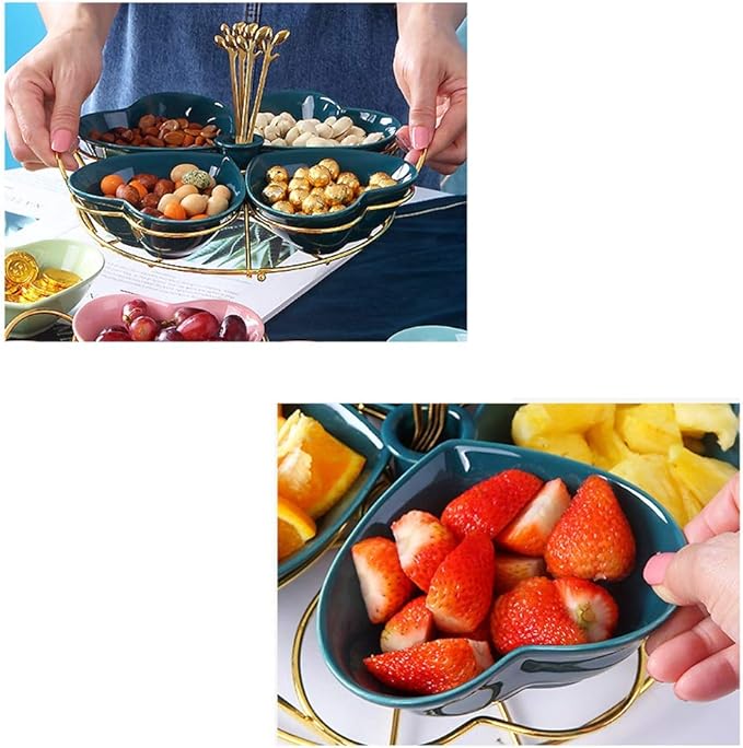 Ceramic cutlery salad bowl Snack Plate Appetizer Plate Ceramic Tableware Household Seasoning Plate Dipping Sauce Plate Fruit Plate Snack Bowl With Bracket small bowl (Color : C)