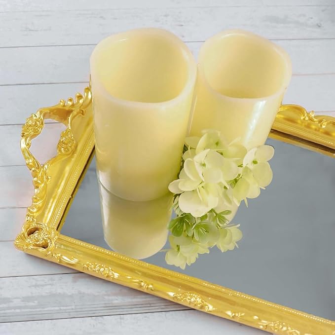 Efavormart Metallic Gold Resin Decorative Serving Tray - Rectangle Mirrored Vanity Tray - 15"x10"