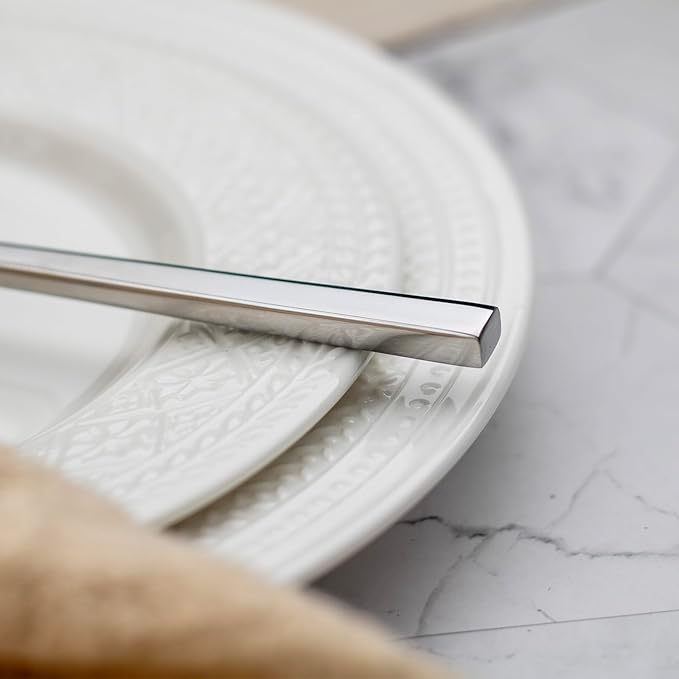 Alata Cube 8-Piece Forged Stainless Steel Teaspoons, Mirror Finish, Dishwasher Safe