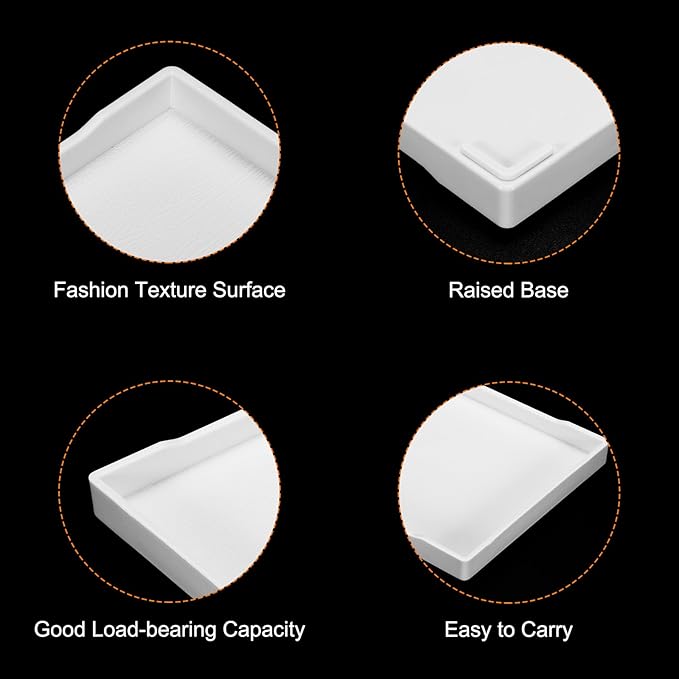 PATIKIL 9.7x7 Fast Food Tray, Plastic Reusable Multi-Purpose Rectangle Serving Tray for Restaurant Home Kitchen, White
