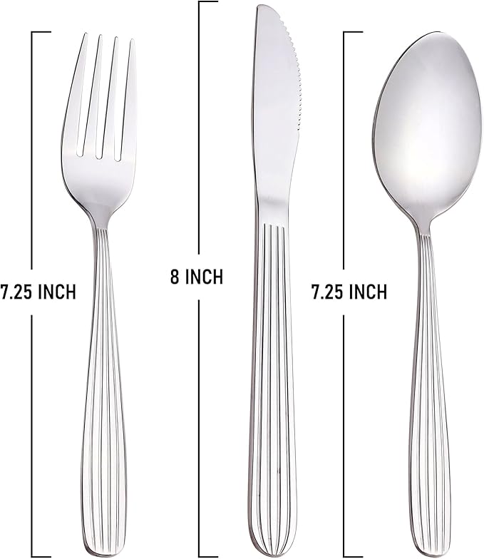 Dinner Forks, Spoons & Dinner knives Set, Food Grade Stainless Steel Silverware Set, Mirror Polished, Dishwasher Safe Flatware Set (120-Pcs, Dinner Knives)