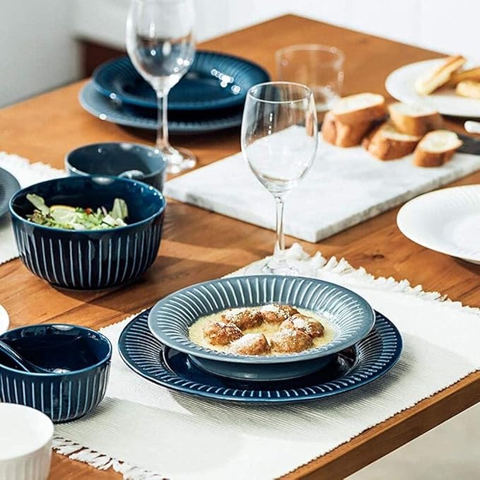 Blue And White Porcelain Tableware Set, 12 Pieces Of Ceramic Tableware, High Temperature Fired Stoneware, Microwave And Dishwasher Safe, Tableware Set For 4 People