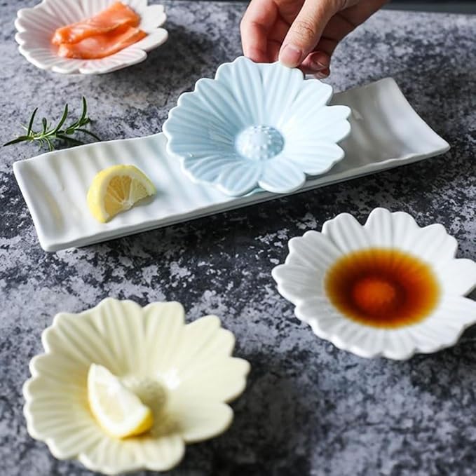 Snack Plate Snack Containers Soy Sauce Ceramic Dipping Bowl Appetizer Plate Mini Condiment Pickles Sauce Vinegar Snack Condiment Dish Dessert Plates Snack Tray,D