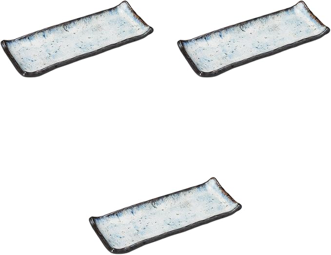 Setomonohonpo Set of 3 with Kuroclouds Sea Serving Plate [9.6 x 3.9 x 1.0 inches (24.5 x 10 x 2.5 cm)] | Appetizer Plate Porcelain