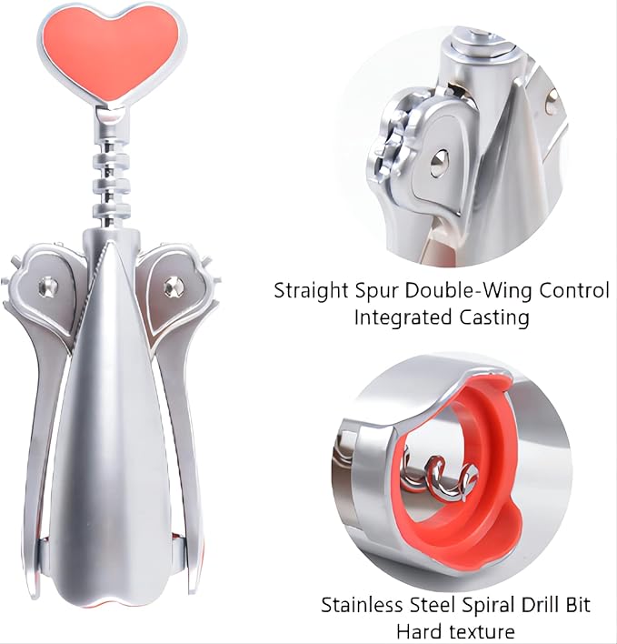 Silver Wing Corkscrew Wine Opener Set of 3 Pcs with Foil Cutter and Wine Stopper