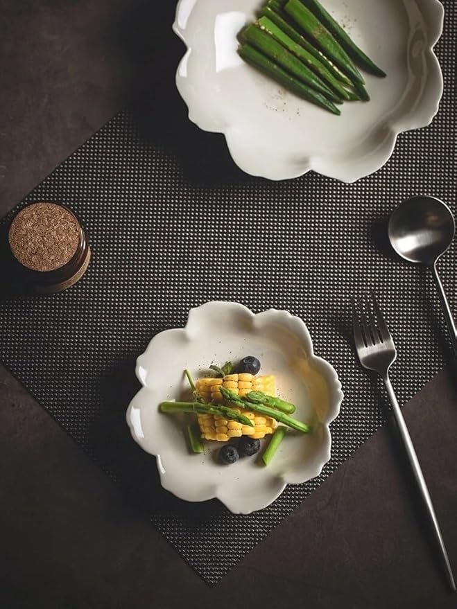 SONGCHAO Party Supplies Ceramic Dinner Plate Solid Color Petal Plate Household Ceramic Plate Creative Light Luxury Dish Plate Hotel Restaurant Tableware Party Plates (Color : 8.2 inches)