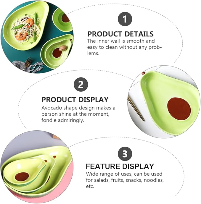 Alipis Food Container Avocado Shape Plate Ceramic Tableware Practical Serving Tray