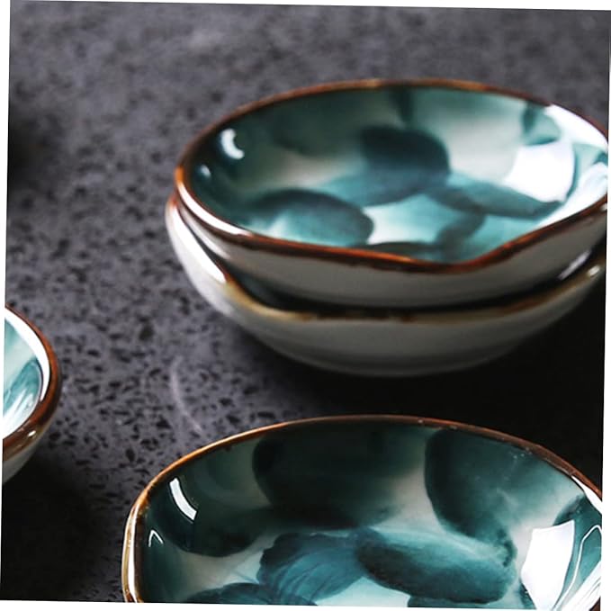 2pcs Handmade Ceramic Sauce Plates Retro Hand-painted Japanese Snack Dishes for Appetizers and Unique Tableware for Home and Restaurant Use