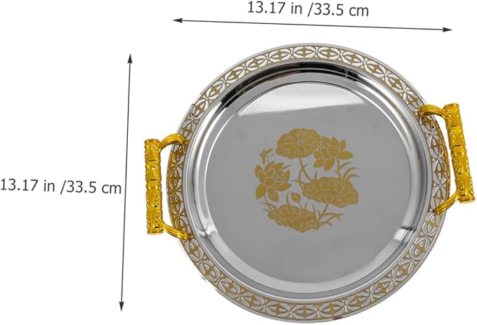 IMIKEYA Decorative Tray Gold Pattern Serving Dish Multi-Functional Snack Storage Plate Home Supplies Tea Cup Tray