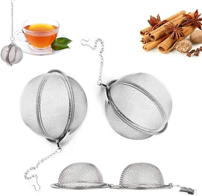 3 Pcs Tea Strainer Infuser Ball - Stainless Steel Mesh Tea Filter for Leaves Spice Herb Filter Fruit Squeeze - 2.8in / 7cm Diameter