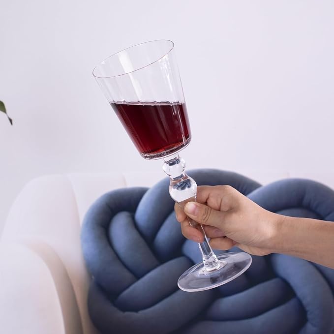 KAMMAK Wine Glasses Set of 2, 11.16 oz Hand Blown Crystal Bordeaux Wine Glasses, Thin Rim & Long Stem, Perfect for Red & White, Daily Use, Wedding or Birthday Gift with Gift Box, Flat Double Pearls