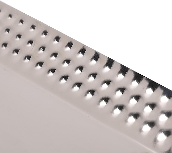 VBESTLIFE Rectangular Stainless Steel Serving Tray, Silver Hammered Dinner Platter, Stackable & Easy Clean for Party, Camping, and Everyday Use (4.7x12.6in)