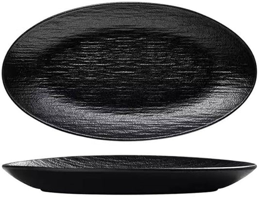 SONGCHAO Party Supplies Steamed Fish Plate, Chopped Pepper Fish Head Plate, Western Food Plate, Vegetable Plate, Dumpling Plate, Large-capacity Ceramic Plate For Home Use Party Plates (Color : Black)