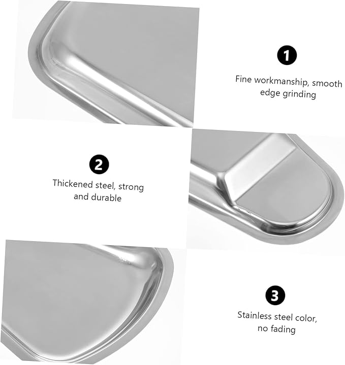 Homoyoyo 1Pc Stainless Steel Multi Functional Serving Tray Buffet Plate for Snacks Dishes Food Dish with