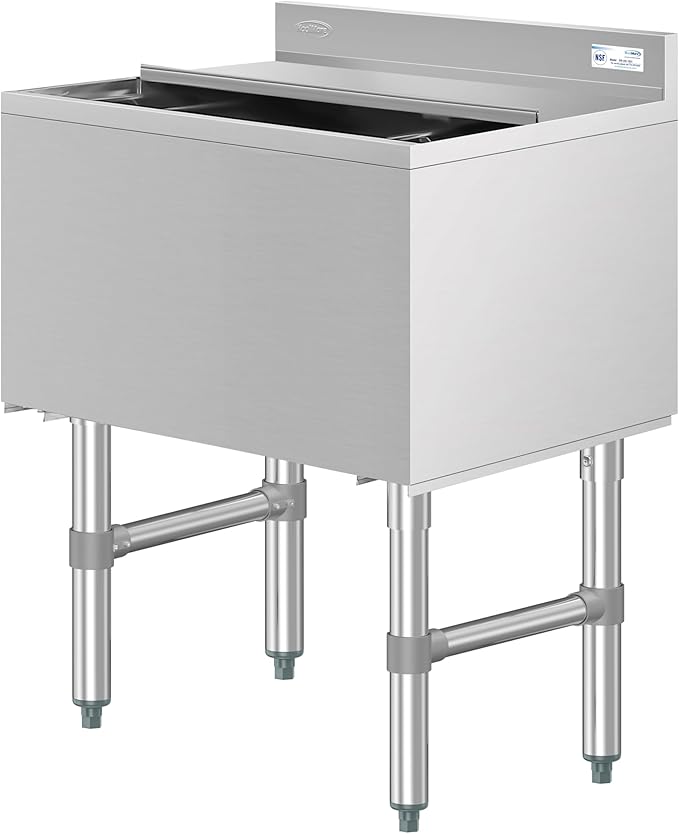 KoolMore 24 Inch Commercial Stainless Steel Underbar Ice Bin with Siding Lid, NSF Certified (KM-UIB-1824)
