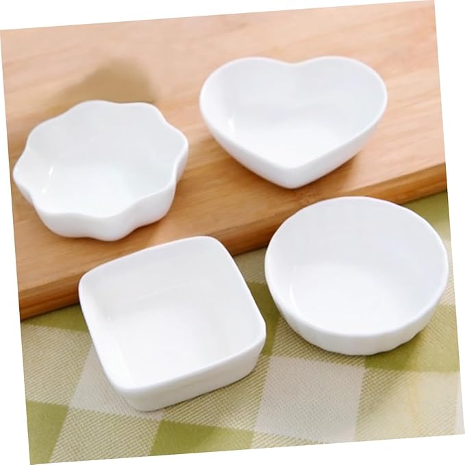 OUNONA 2PCS Square White Ceramic Dipping Dishes Mini Appetizer Plates for Seasoning Sauce for Kitchen Use and Parties