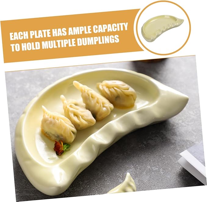 Zerodeko Dumpling Shaped Ceramic Plate Creative Dinnerware for Appetizers Snacks Microwave Dishwasher Safe Capacity for Family Gatherings Versatile Serving Tray