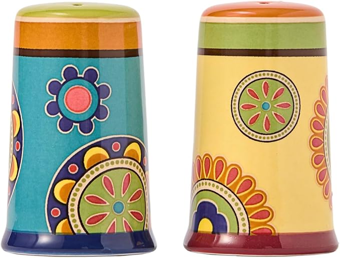Bico Tunisian Ceramic Salt & Pepper Shaker Set, for Kitchen or Decor, Dishwasher Safe